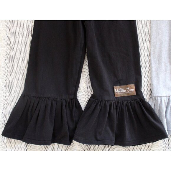 Lot of 2 MATILDA JANE Girl's Big Ruffles Pants Black & Gray, Size 4 REPAIR - Picture 6 of 12